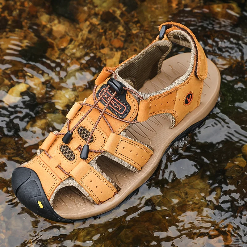 Barbati Vara Sandale piele de Vacă din Piele de Masculin Pantofi de Vara pentru Bărbați Plat Sandale Sport de Lux în aer liber Pantofi de Plaja Om Sandalias / alte \
